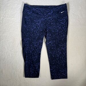 Nike Dri-FIT Women XL Blue Purple Geometric Print Cropped Leggings‎ RN 56323